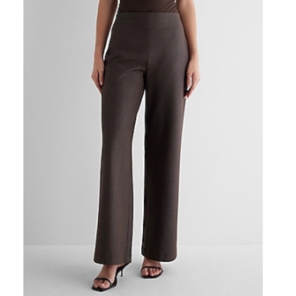 Express Brown Wide-Leg Trousers with Relaxed Fit